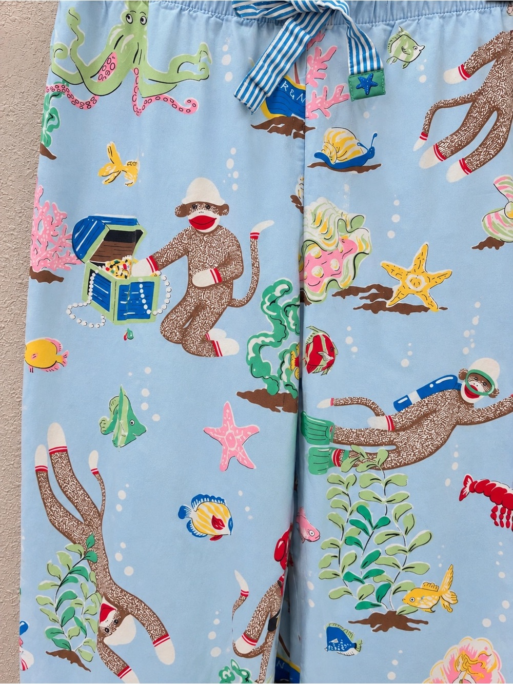 Nick & Nora Scuba Sock Monkey Under the Sea Pajama Pants Vintage Collectible M